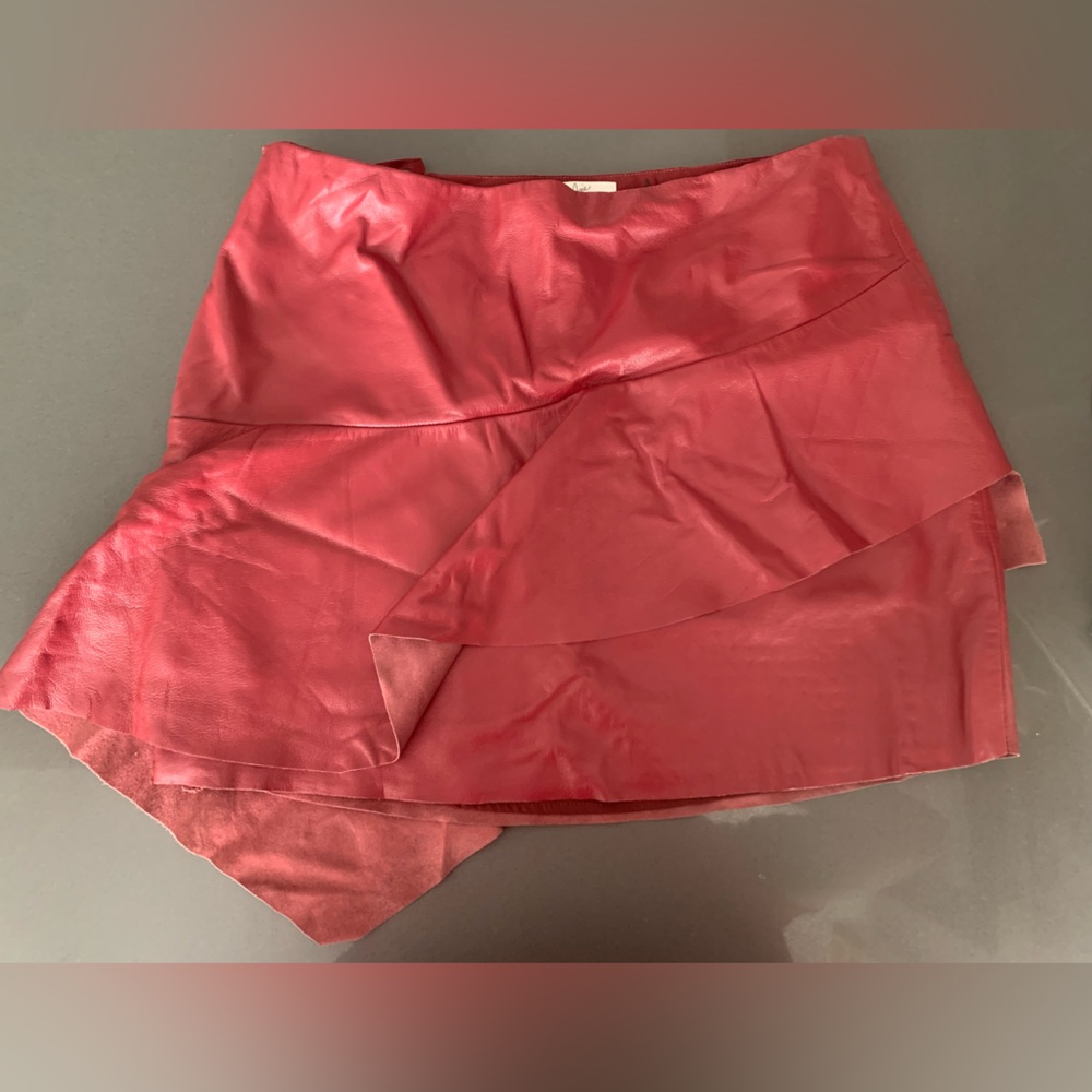 Red Leather Joie Skirt